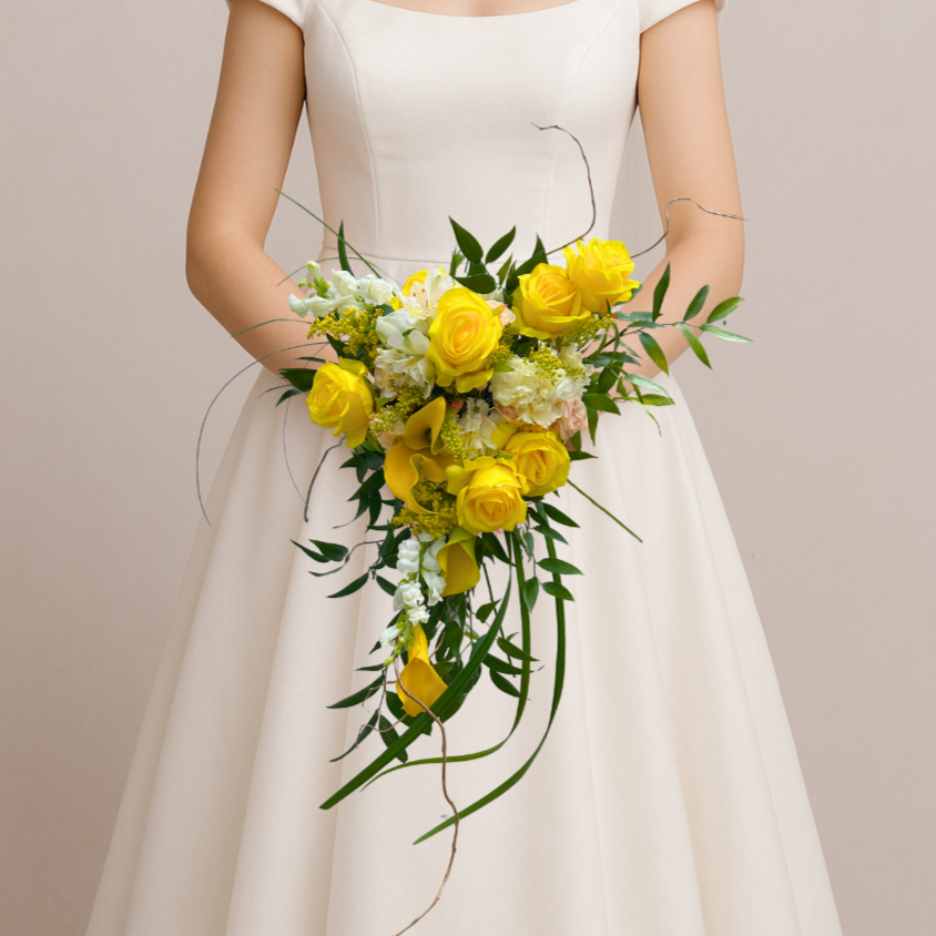 Citrine Cascade Bridal Bouquet – ELF FLORAL STUDIO LTD