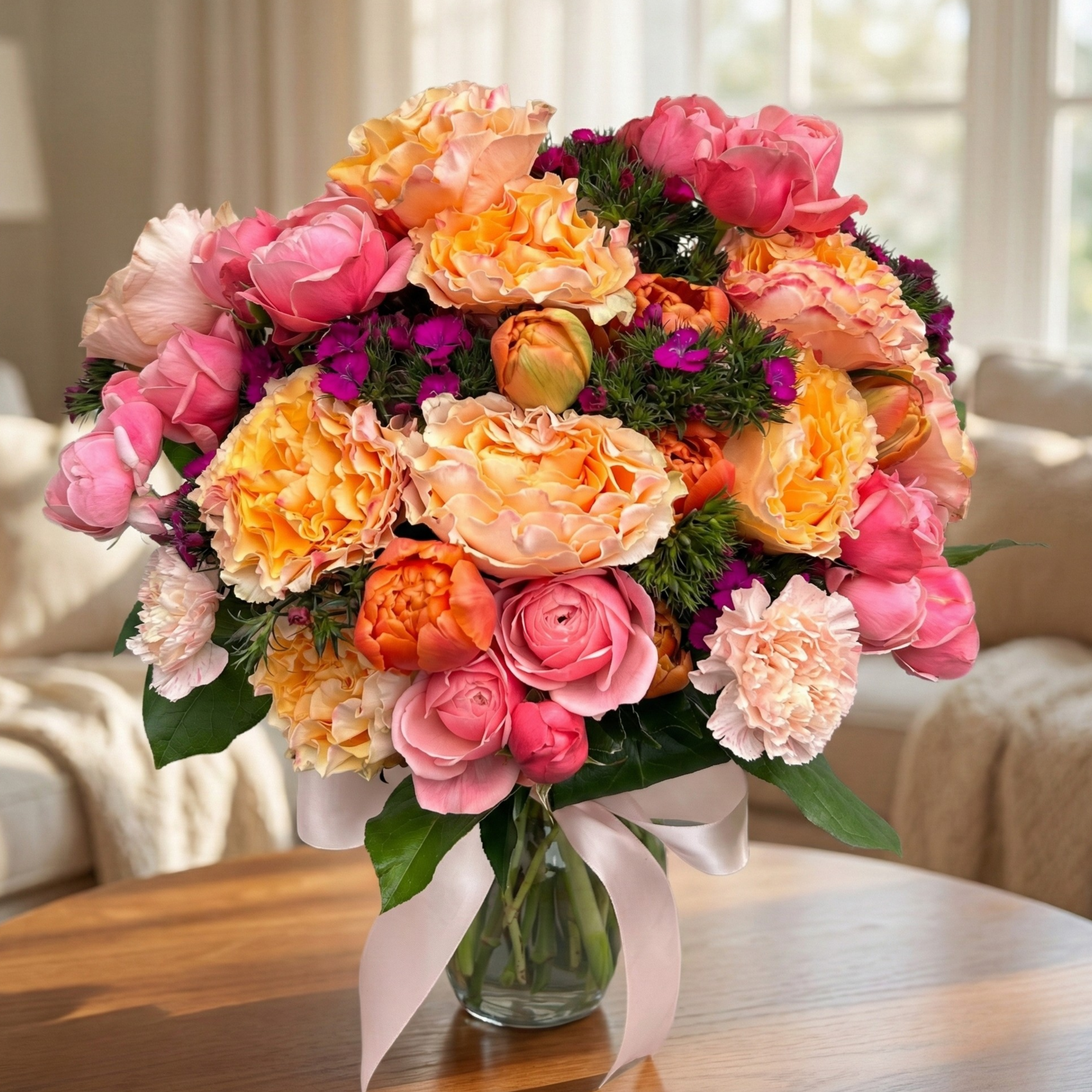 Peach Sunrise Garden Vase