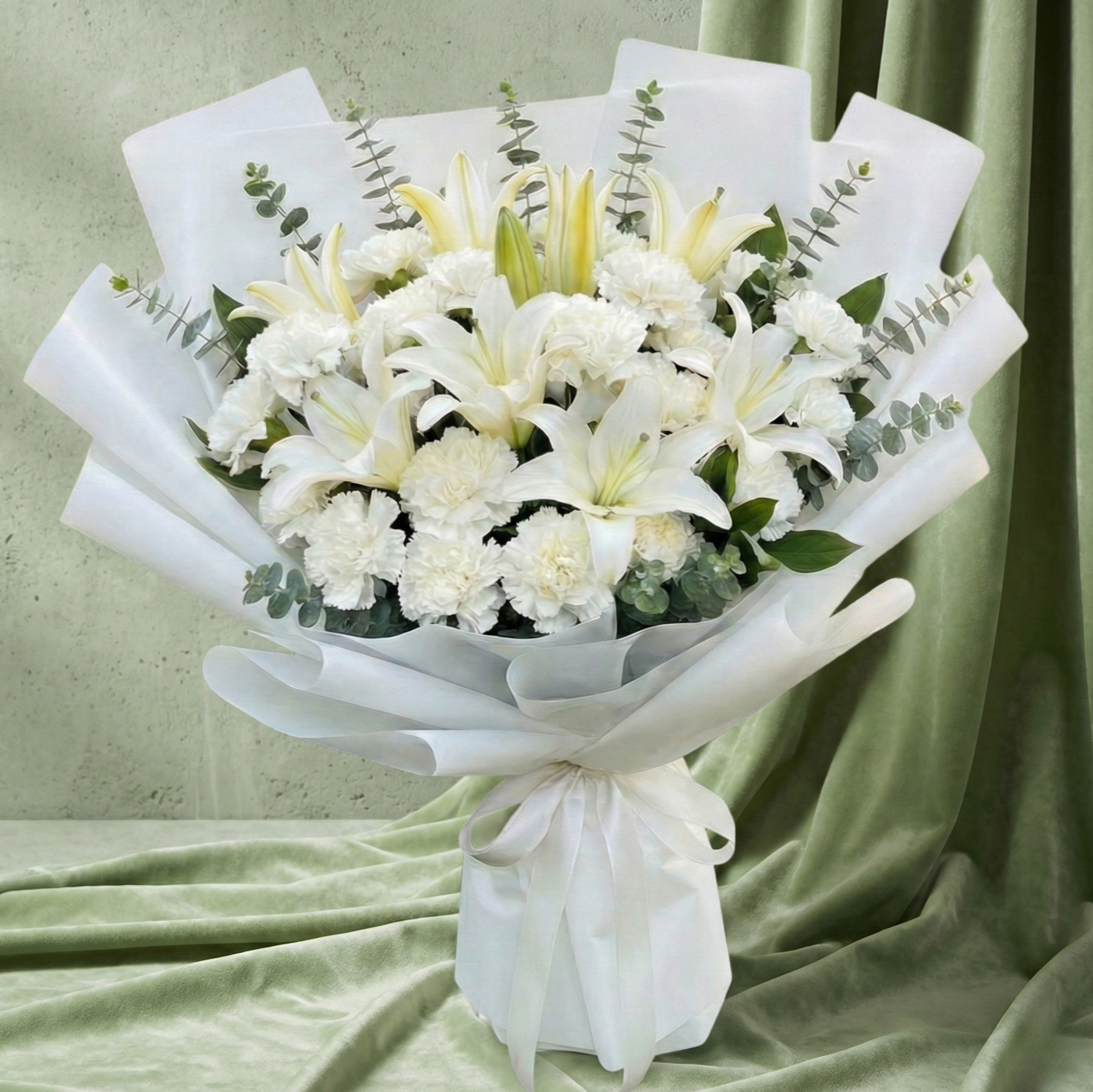 white lily limited Serenity White Lily Bouquet – ELF FLORAL STUDIO LTD