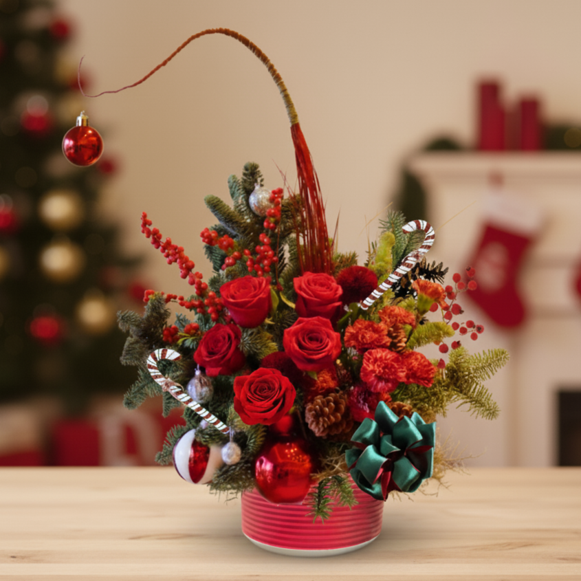 Whimsical Holiday Candy Cane Centrepiece