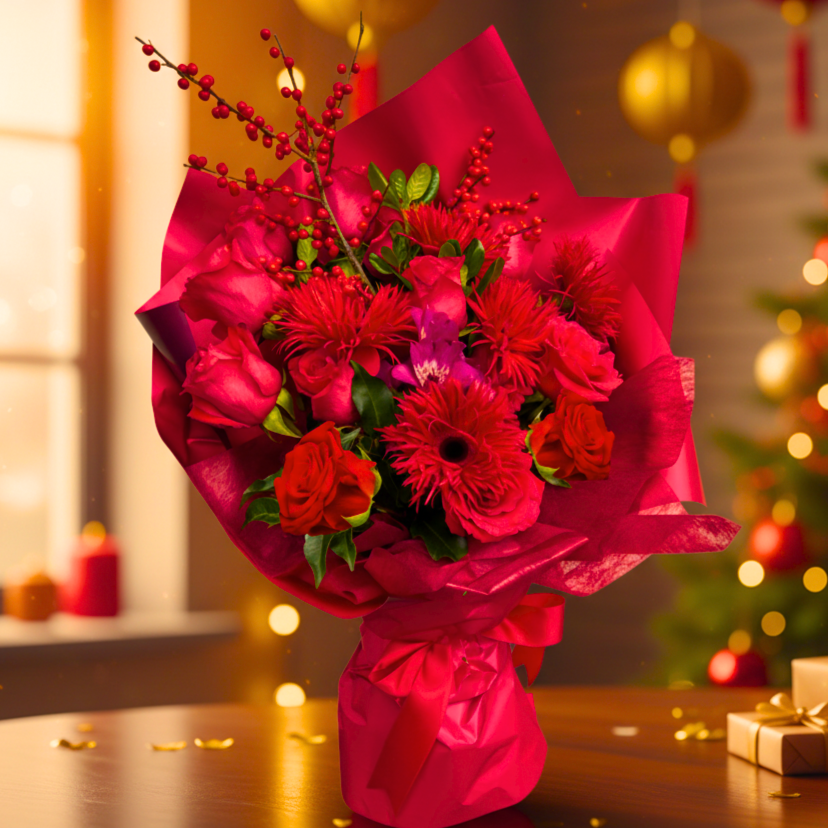 Red Velvet Winterberry Hand-Tied