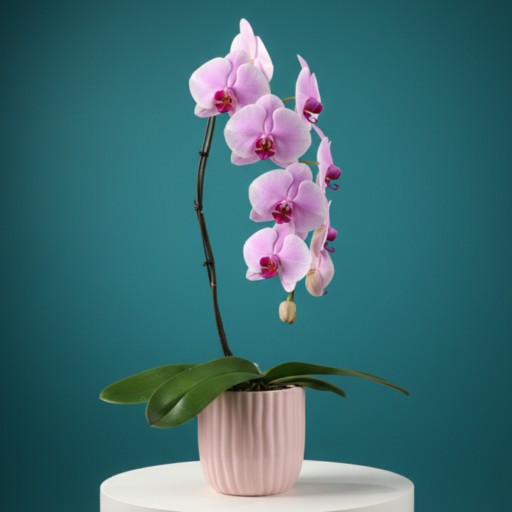 Pink Waterfall Phalaenopsis with Purple Center – 6" Pot