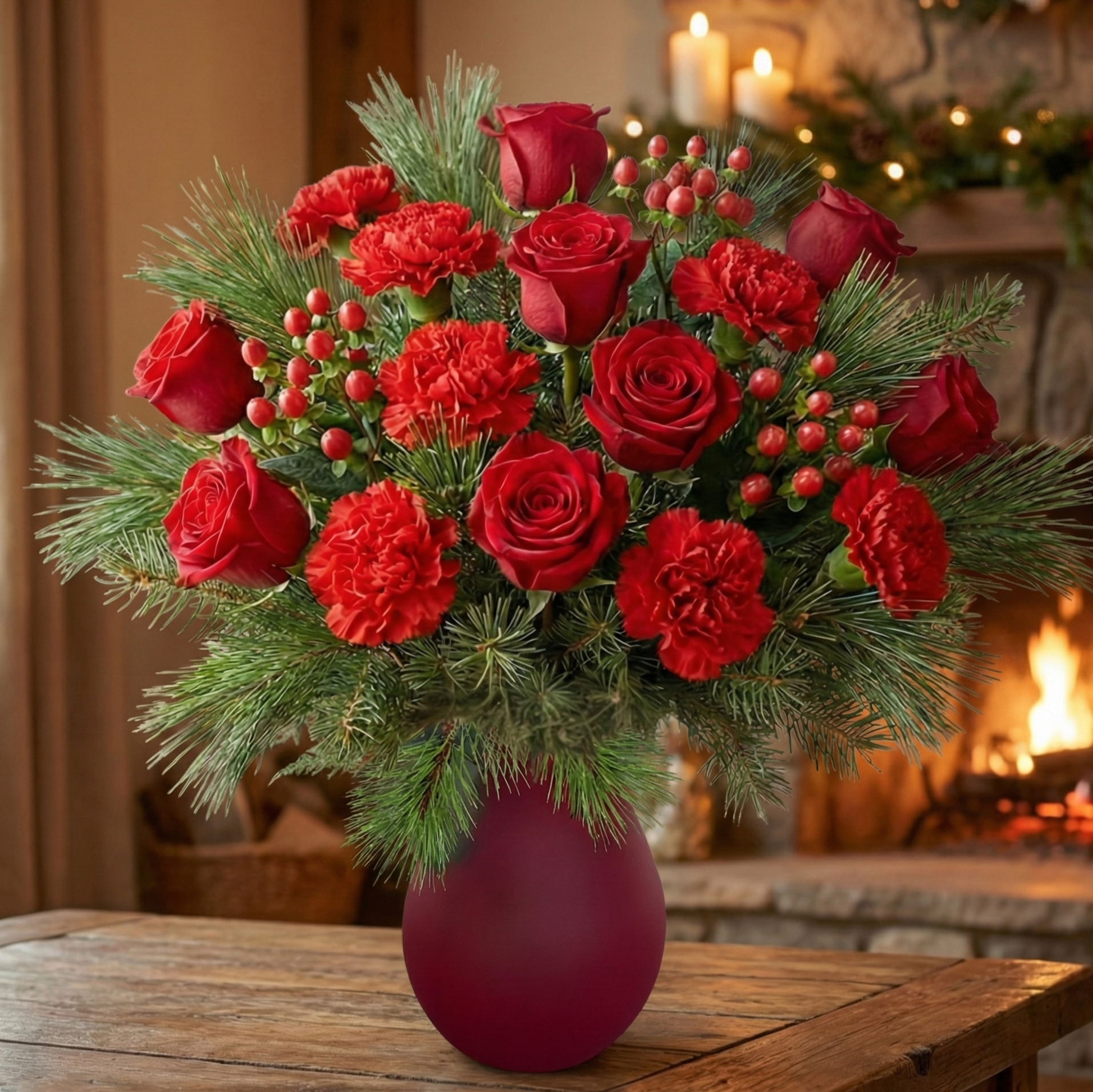 Crimson Evergreen Classic (12 Roses)