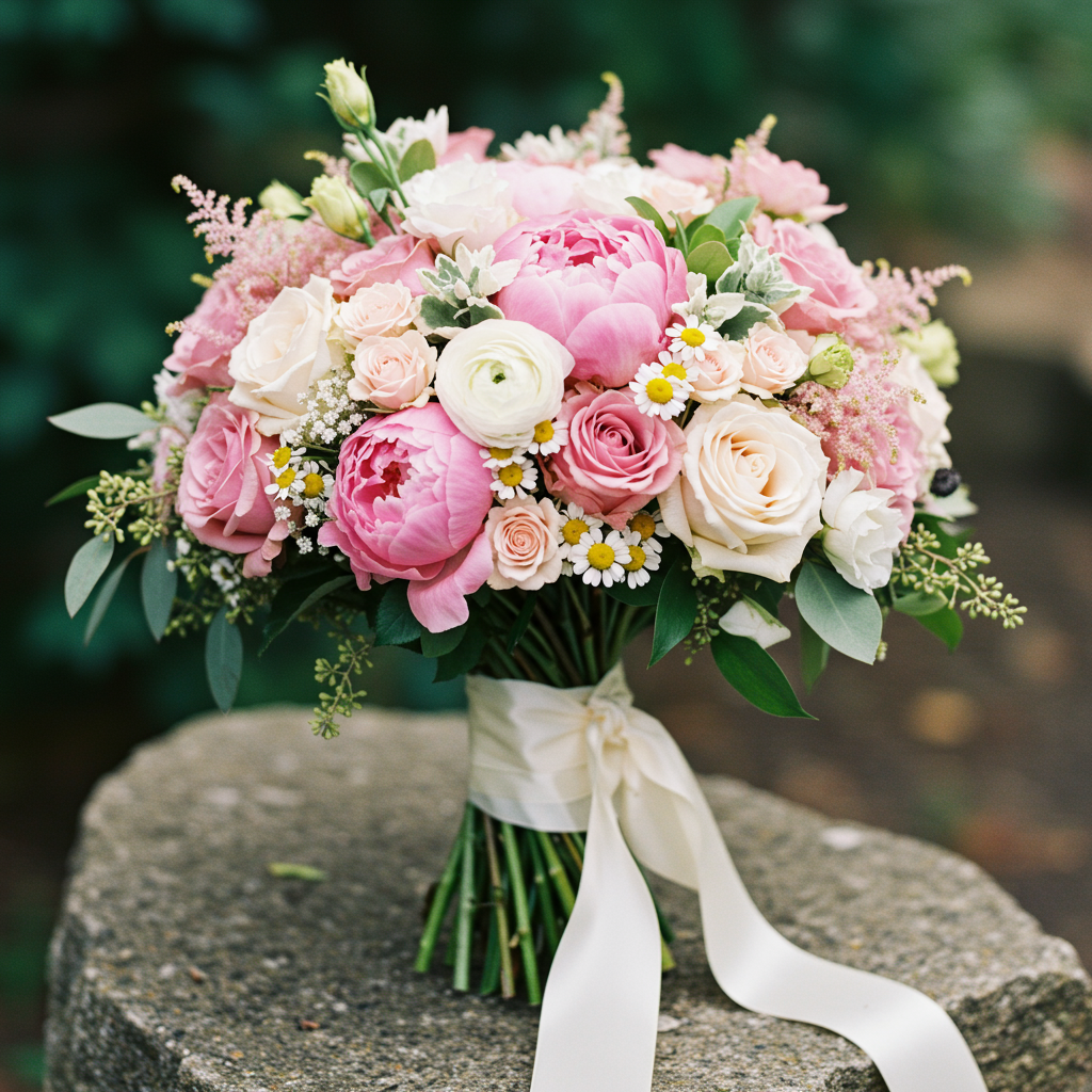 Blush Peony Rose Bridal Bouquet