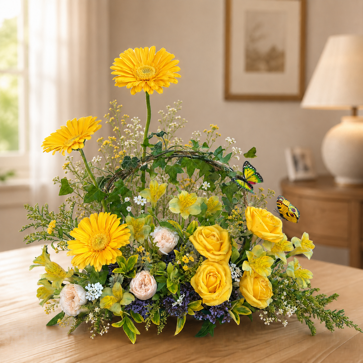 Sunlit Garden Basket Centrepiece