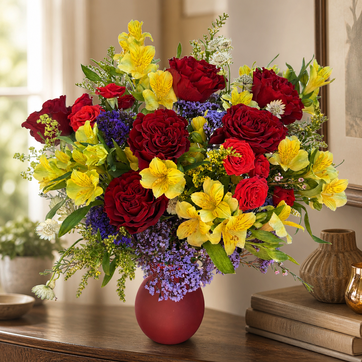 Crimson Glow Garden Arrangement
