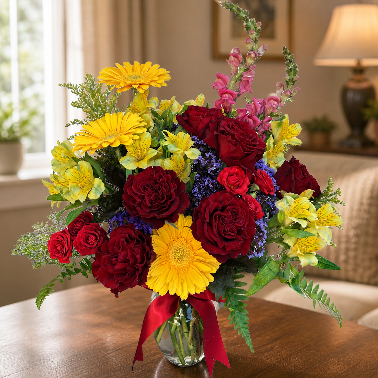 Crimson Sunshine Vase Arrangement