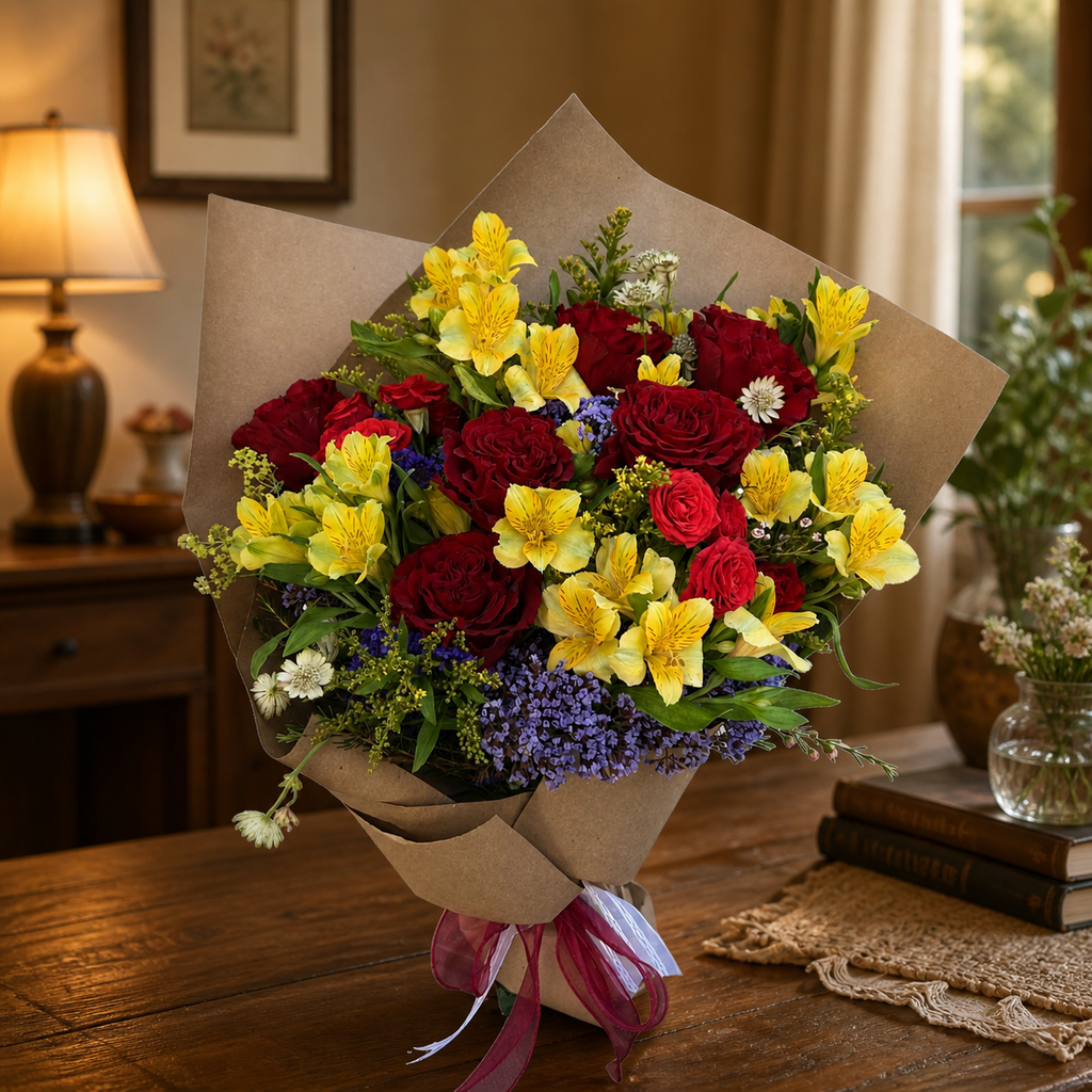 Ruby Sunshine Hand-Tied Bouquet