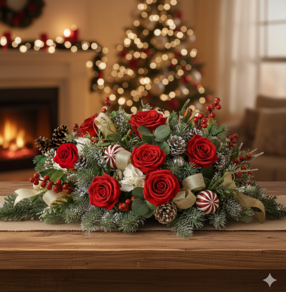 Christmas Rose & Pinecone Centrepiece